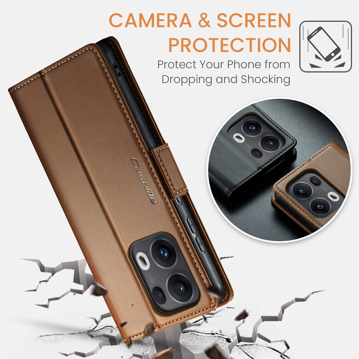 OPPO Reno16 F 5G CaseMe Retro Wallet Case [Brown]