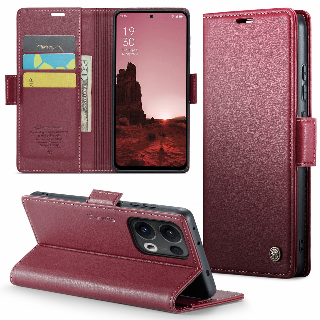 OPPO Reno16 F 5G CaseMe Retro Wallet Case [Maroon]