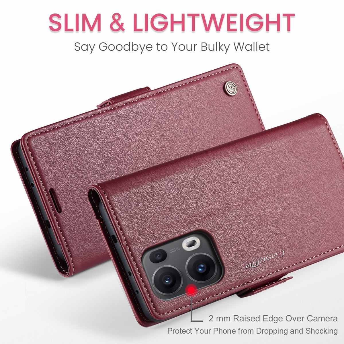 OPPO Reno16 F 5G CaseMe Retro Wallet Case [Maroon]