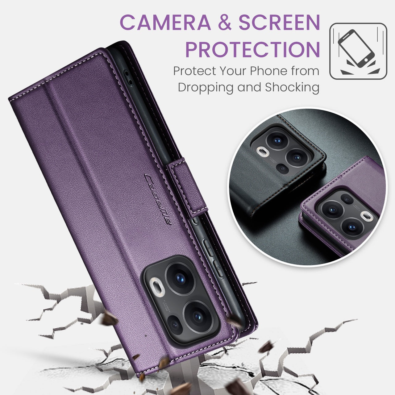 OPPO Reno16 F 5G CaseMe Retro Wallet Case [Purple]