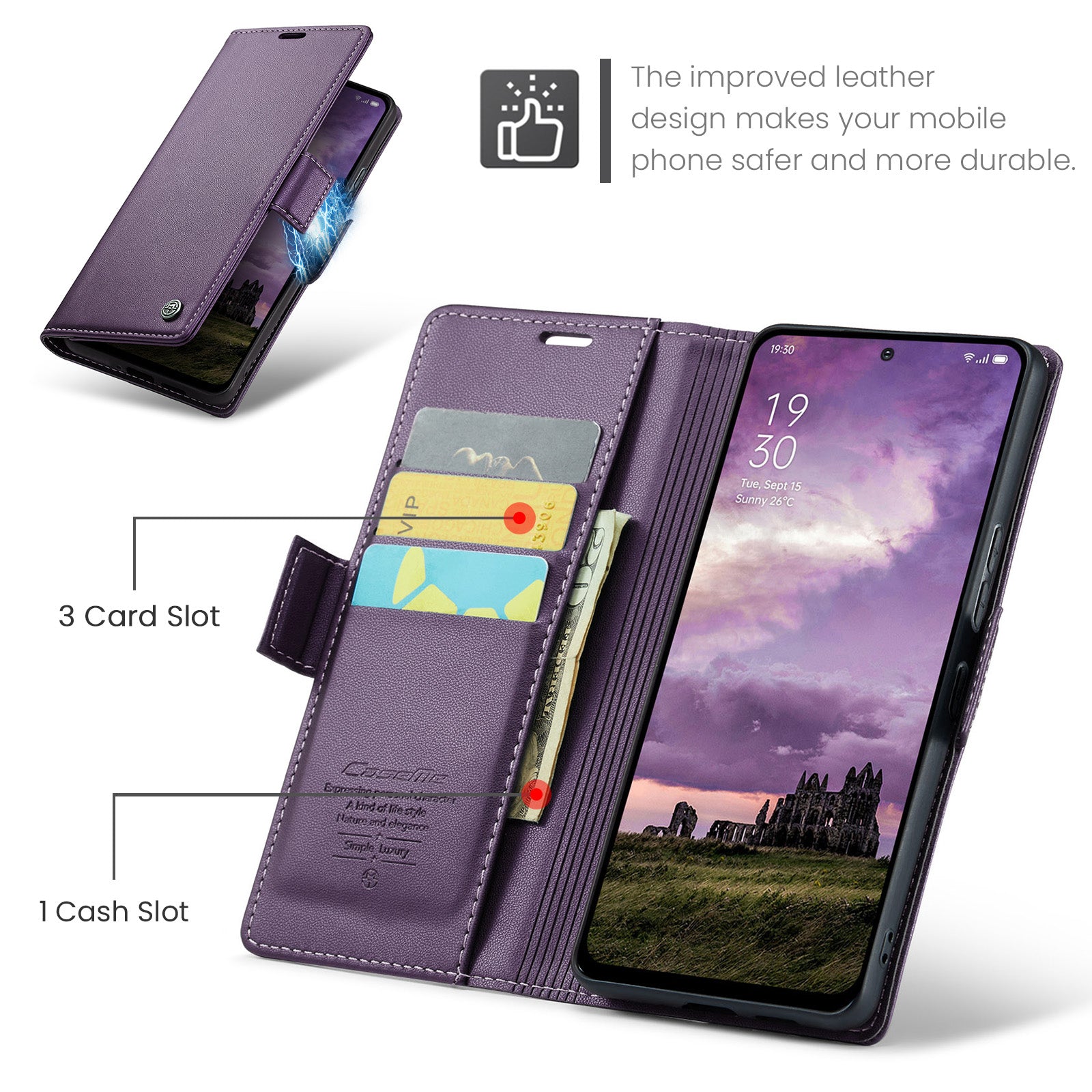 OPPO Reno16 F 5G CaseMe Retro Wallet Case [Purple]