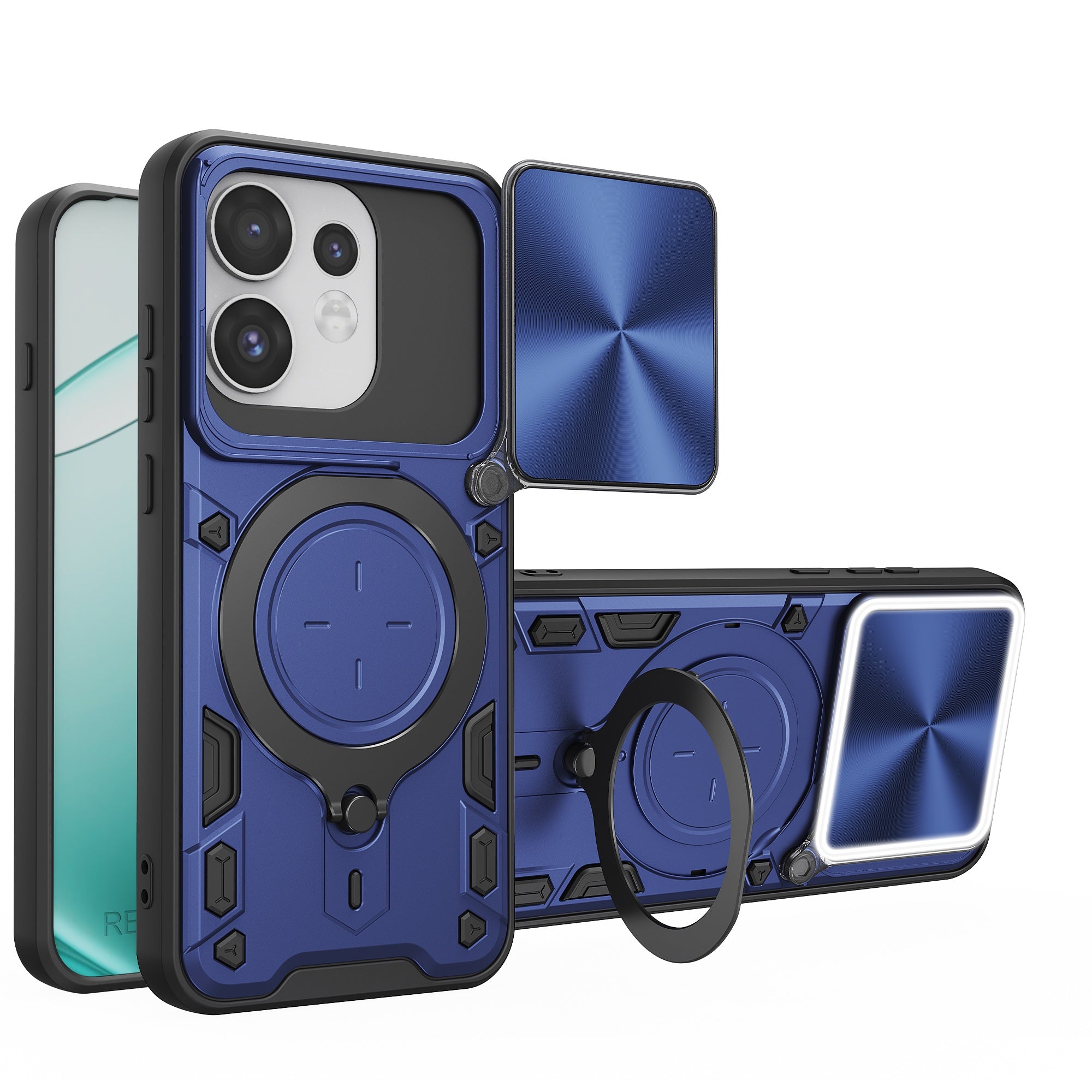 OPPO Reno16 / 16 Pro 5G Ring Kickstand Case w/ Camera Cover [Navy]