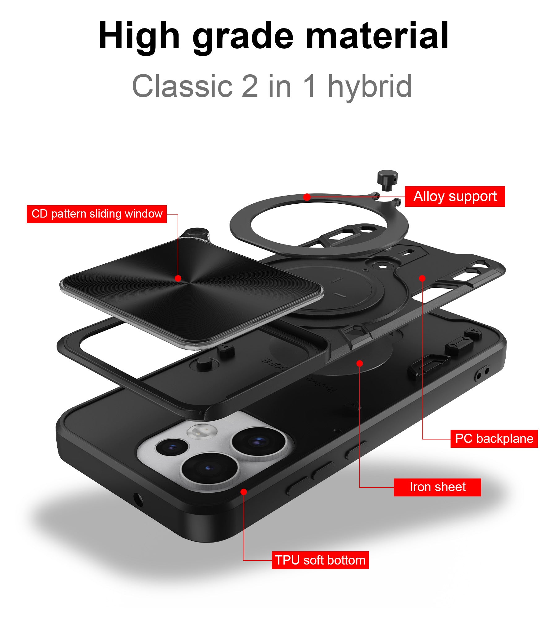 OPPO Reno16 / 16 Pro 5G Ring Kickstand Case w/ Camera Cover [Black]