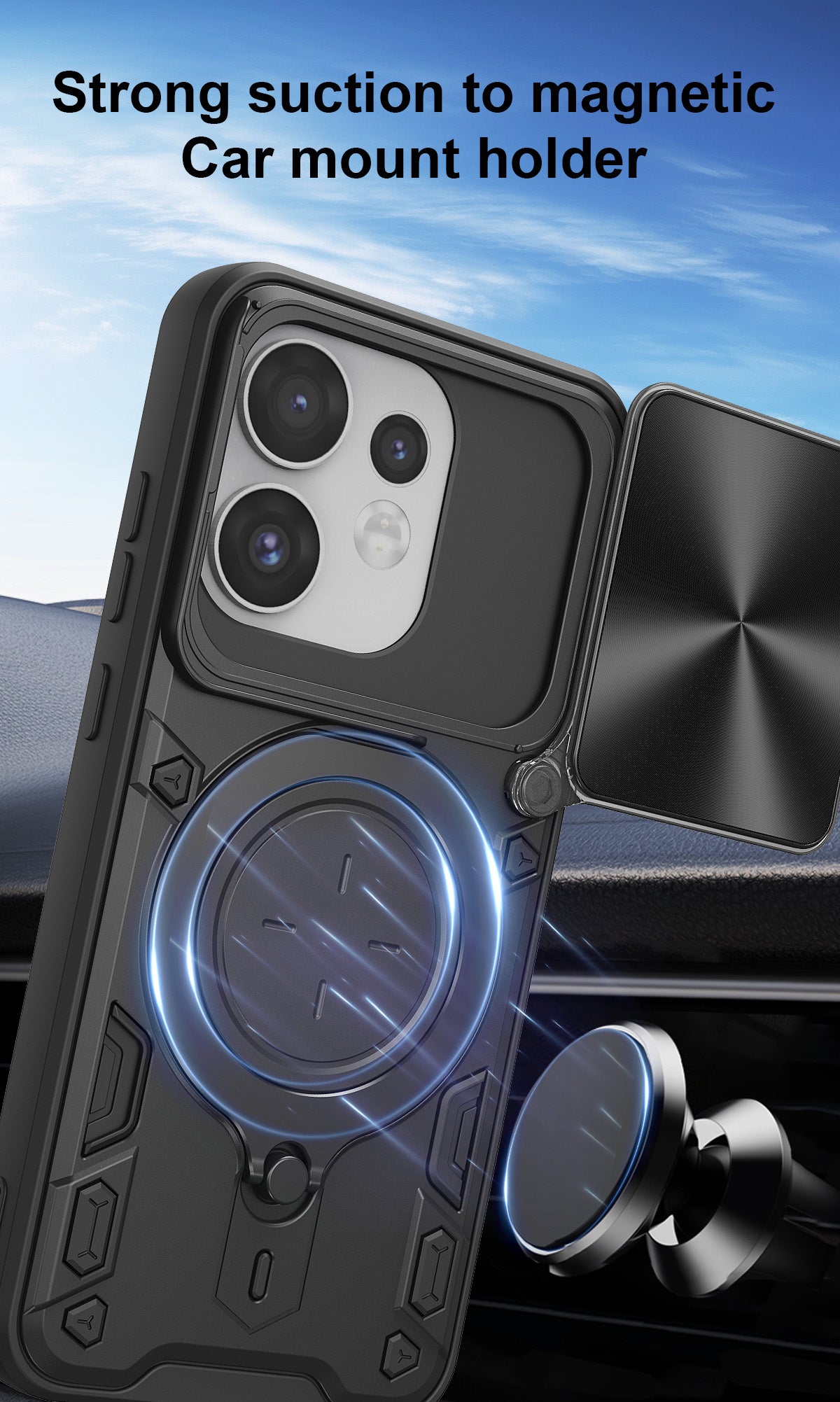OPPO Reno16 / 16 Pro 5G Ring Kickstand Case w/ Camera Cover [Black]