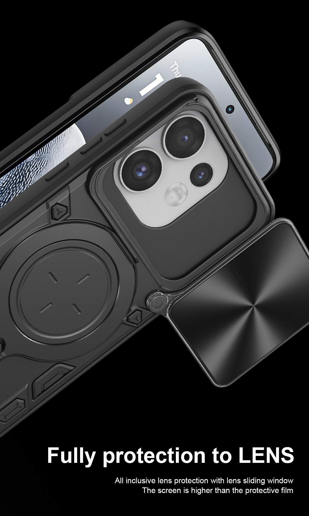 OPPO Reno16 / 16 Pro 5G Ring Kickstand Case w/ Camera Cover [Purple]