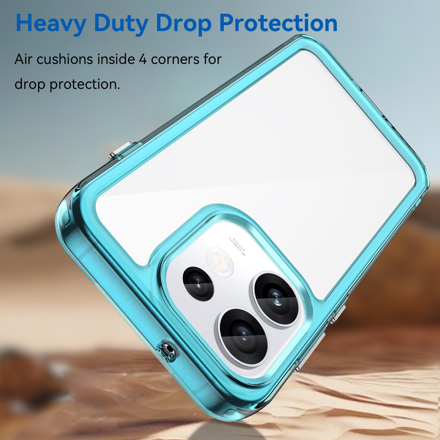 OPPO Reno16 / Reno16 Pro Soft TPU Bumper Shockproof Cover Case [Clear Blue]