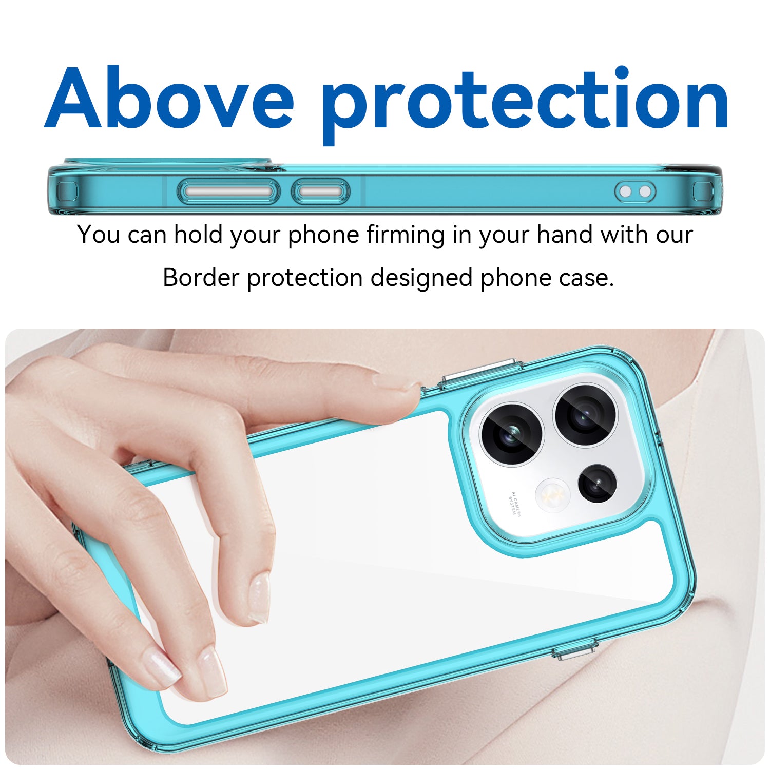 OPPO Reno16 / Reno16 Pro Soft TPU Bumper Shockproof Cover Case [Clear Blue]