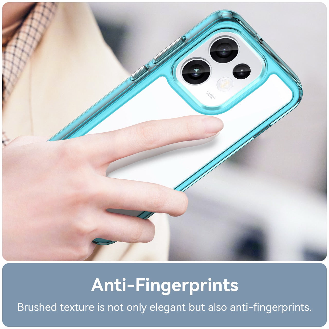 OPPO Reno16 / Reno16 Pro Soft TPU Bumper Shockproof Cover Case [Clear Blue]
