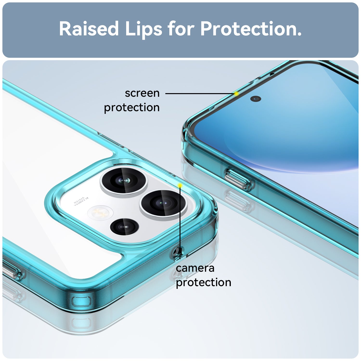 OPPO Reno16 / Reno16 Pro Soft TPU Bumper Shockproof Cover Case [Clear Blue]