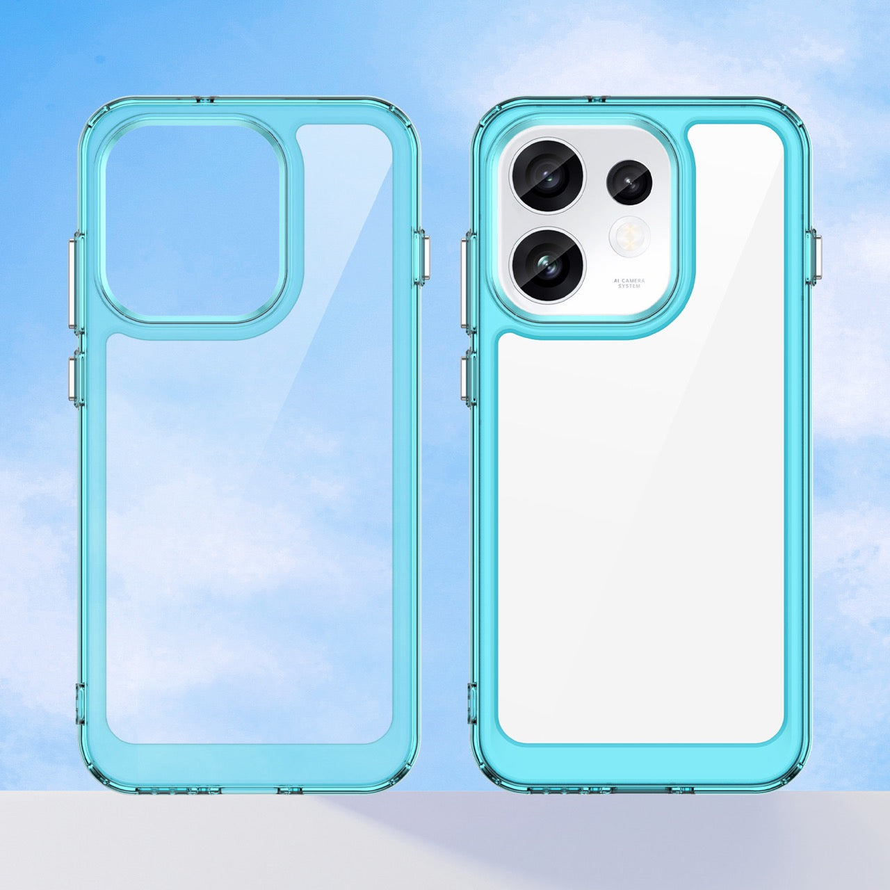 OPPO Reno16 / Reno16 Pro Soft TPU Bumper Shockproof Cover Case [Clear Blue]