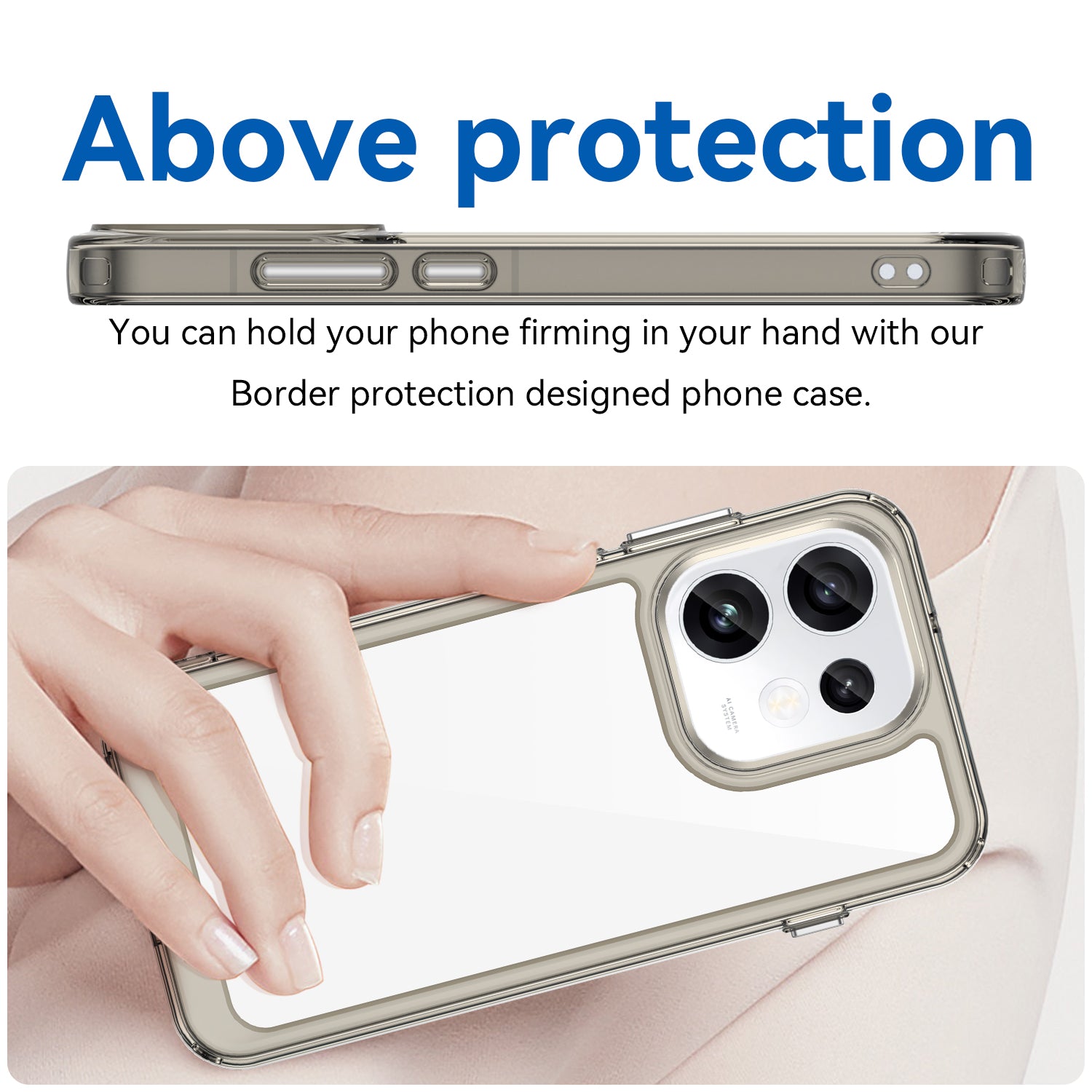 OPPO Reno16 / Reno16 Pro Soft TPU Bumper Shockproof Cover Case [Clear Grey]