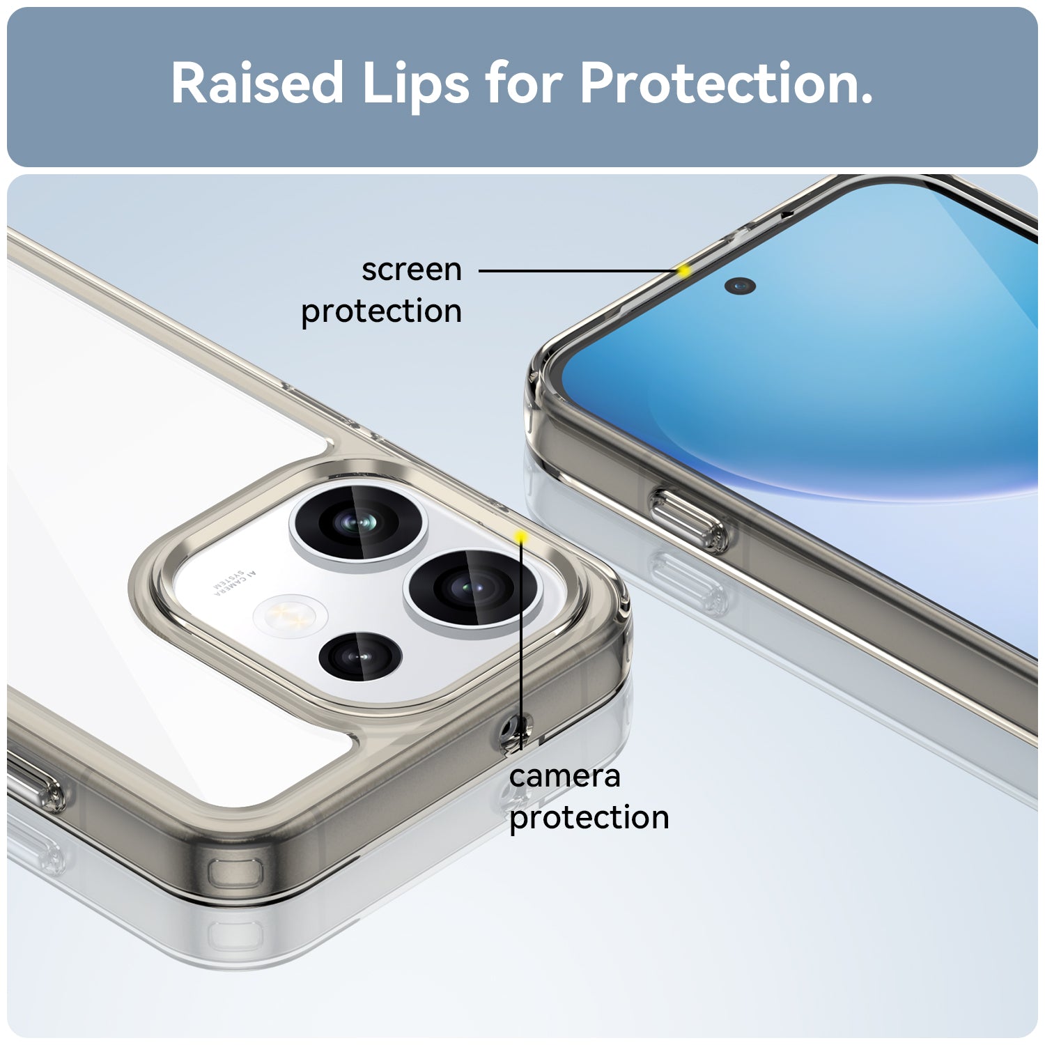 OPPO Reno16 / Reno16 Pro Soft TPU Bumper Shockproof Cover Case [Clear Grey]