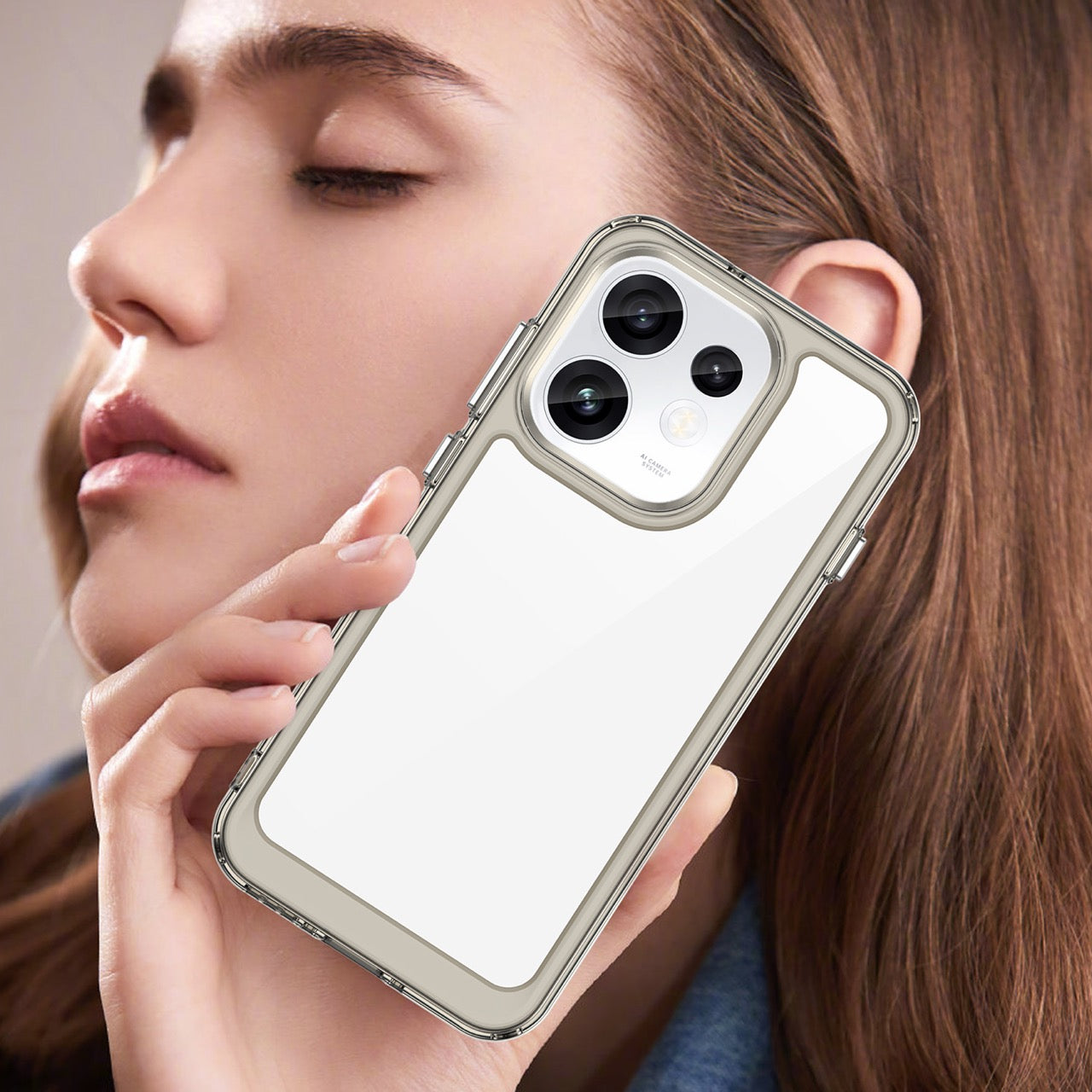 OPPO Reno16 / Reno16 Pro Soft TPU Bumper Shockproof Cover Case [Clear Grey]