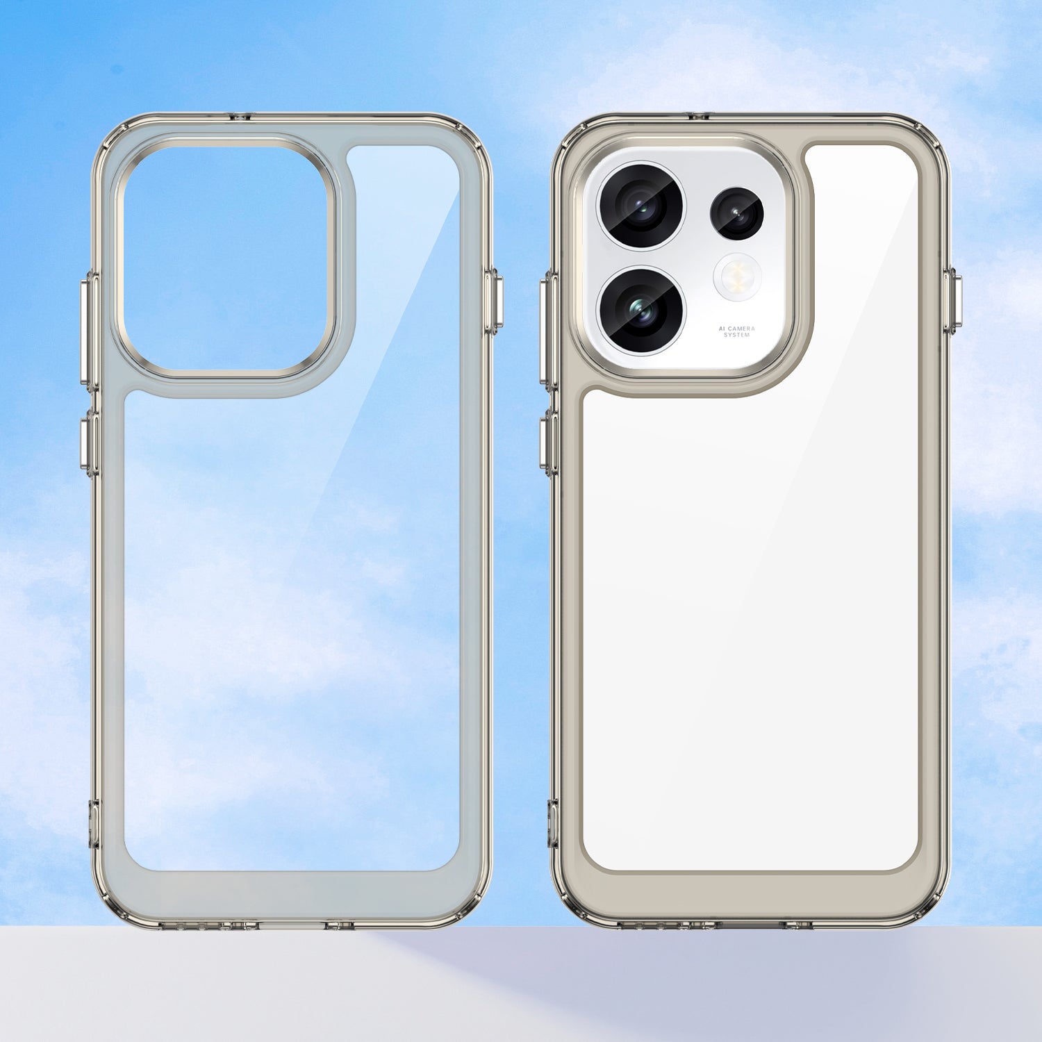OPPO Reno16 / Reno16 Pro Soft TPU Bumper Shockproof Cover Case [Clear Grey]