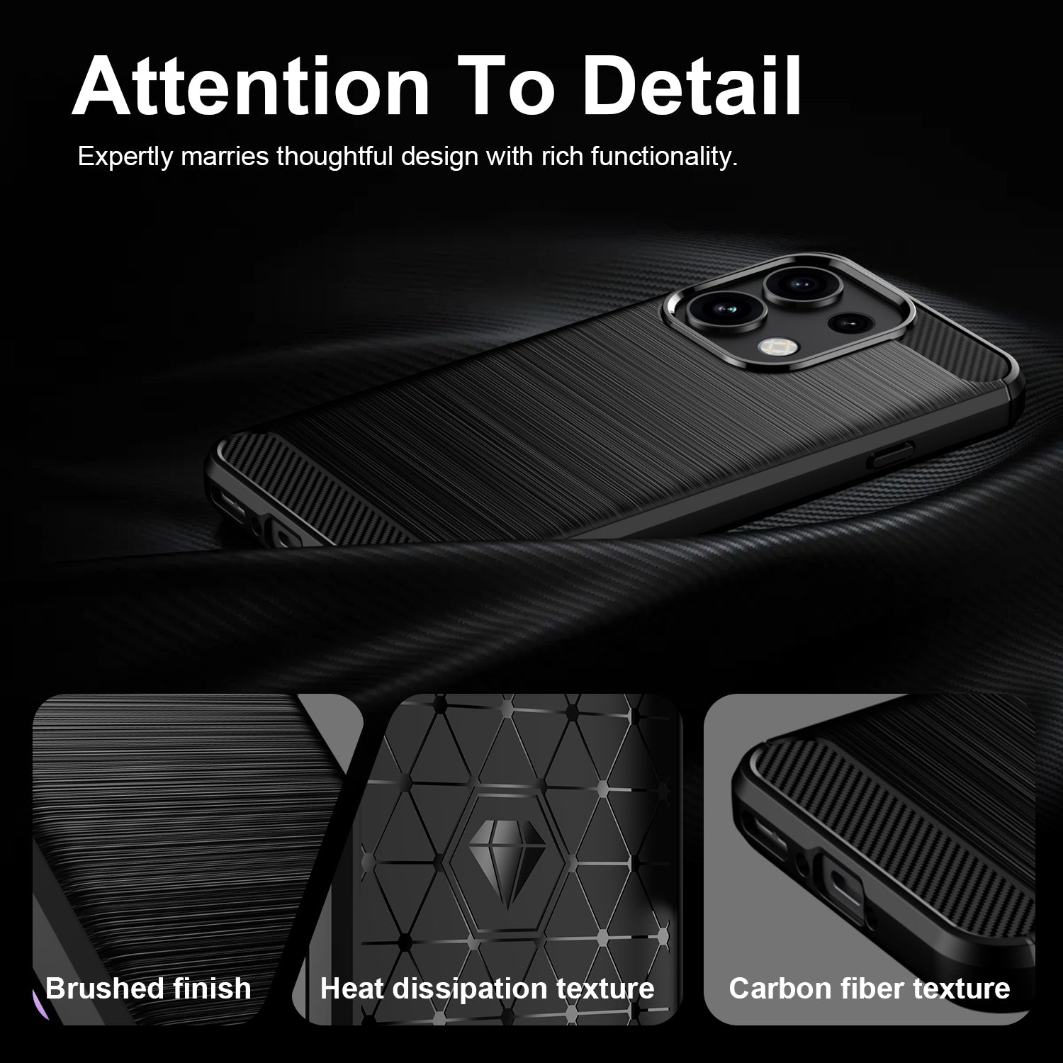 OPPO Reno16 F 5G Carbon Fibre TPU Case Slim Shockproof Cover Black