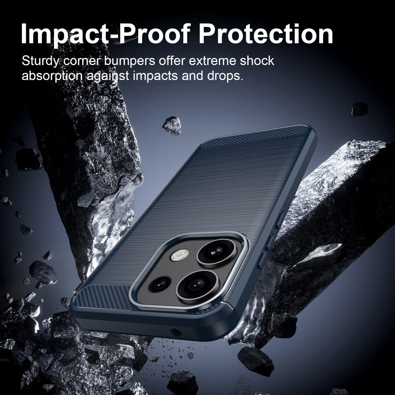 OPPO Reno16 F 5G Carbon Fibre TPU Case Slim Shockproof Cover Navy
