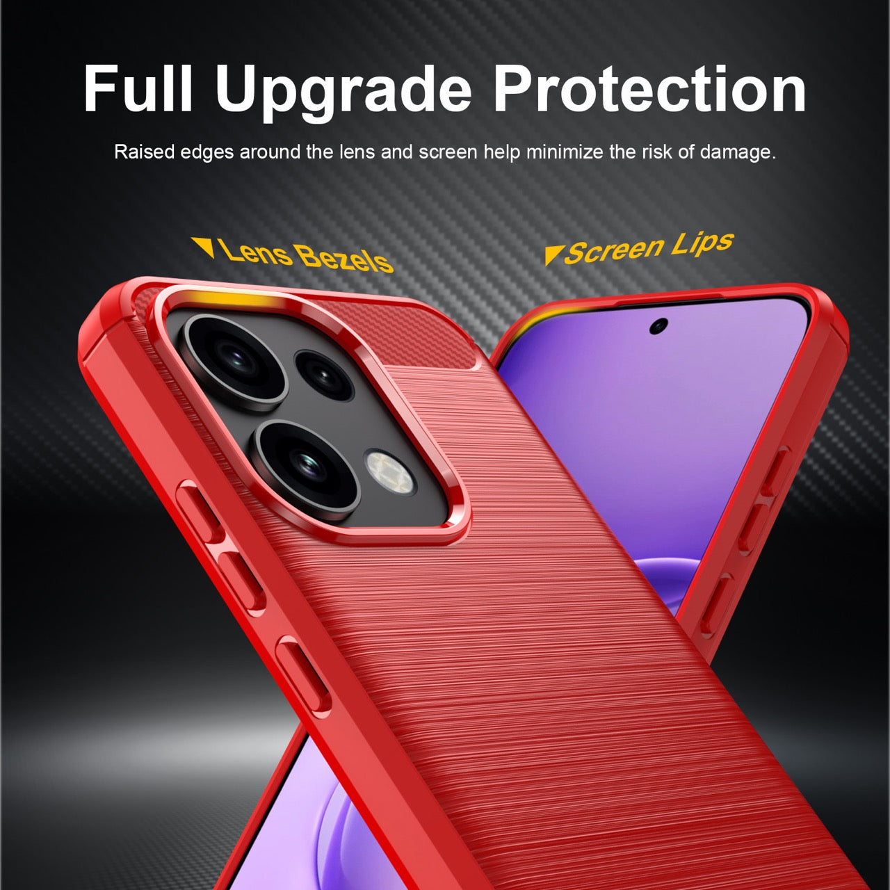 OPPO Reno16 F 5G Carbon Fibre TPU Case Slim Shockproof Cover Red