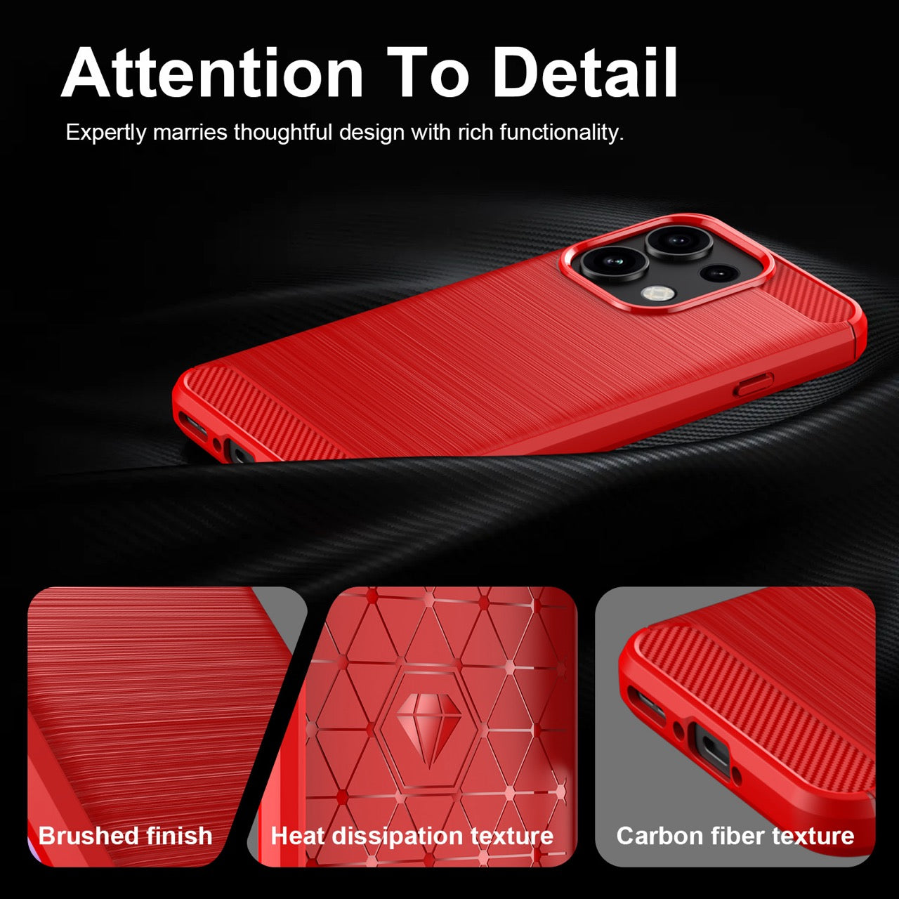 OPPO Reno16 F 5G Carbon Fibre TPU Case Slim Shockproof Cover Red