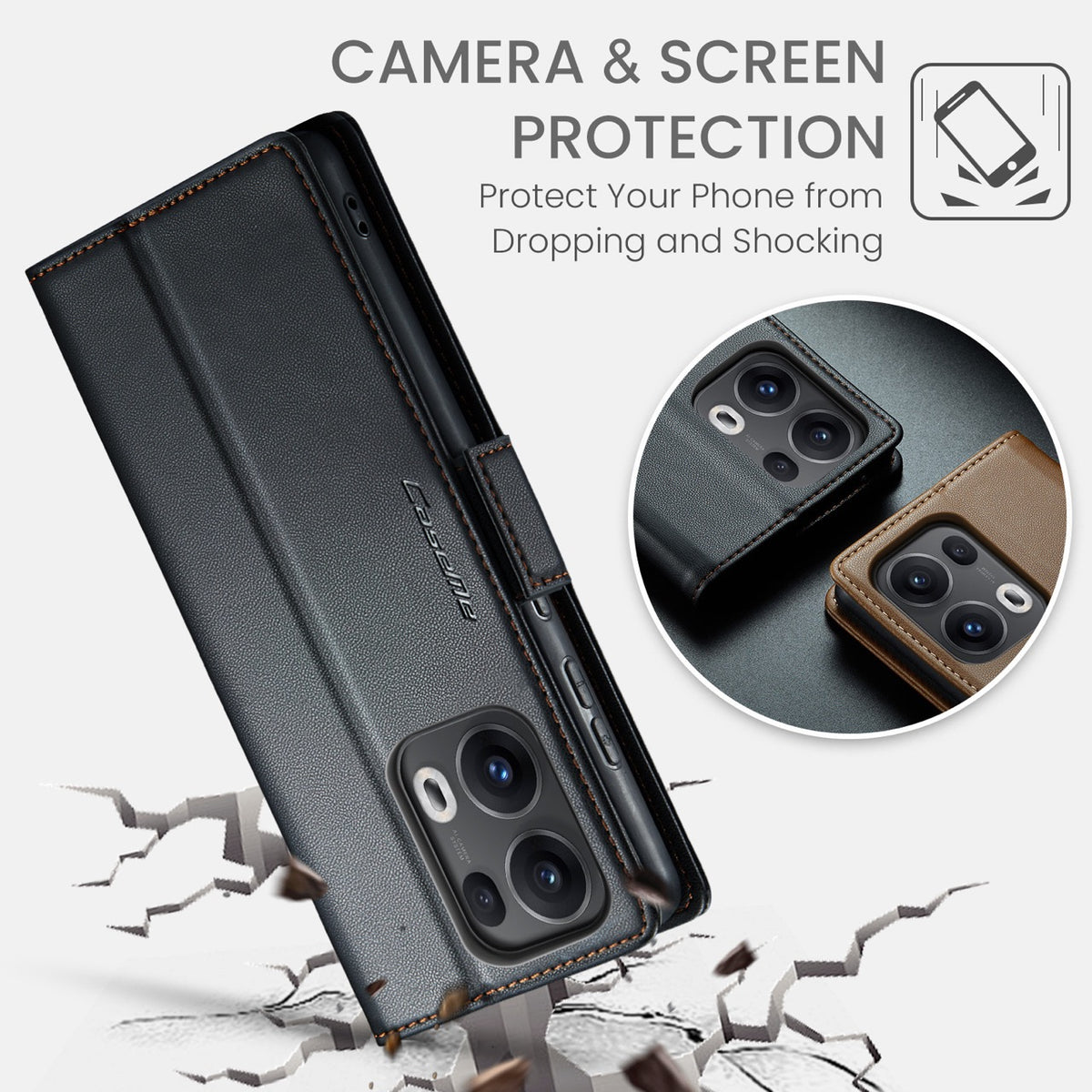OPPO Reno16 / Reno16 Pro CaseMe Retro Wallet Case [Black]