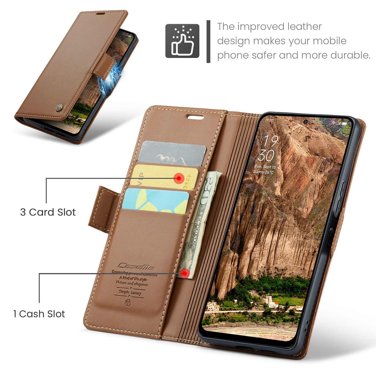 OPPO Reno16 / Reno16 Pro CaseMe Retro Wallet Case [Brown]