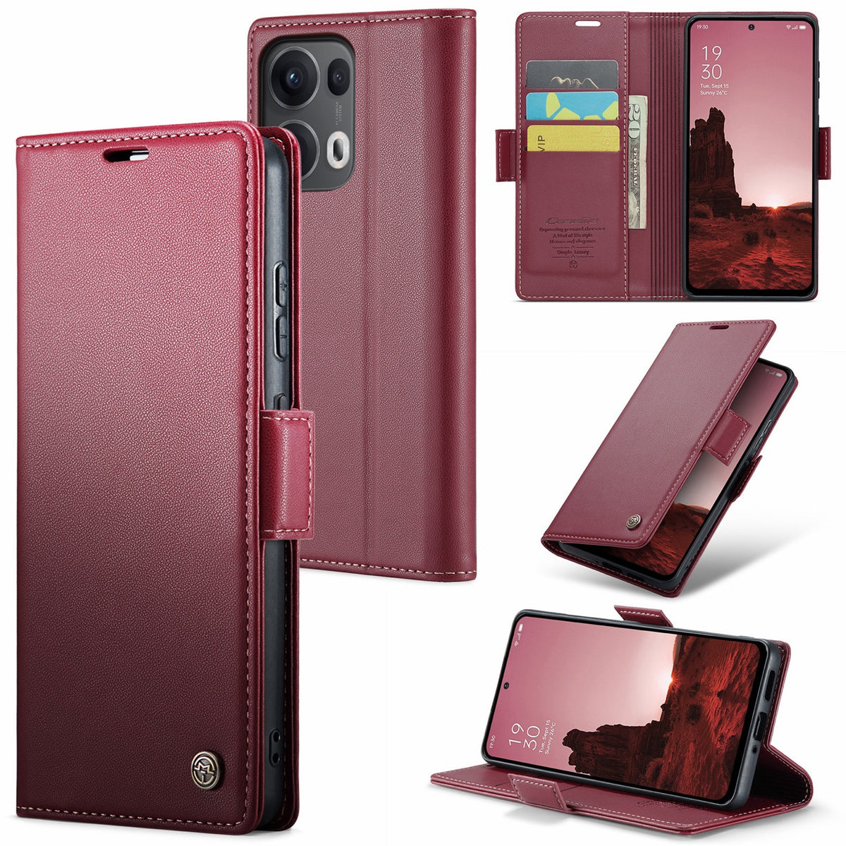 OPPO Reno16 / Reno16 Pro CaseMe Retro Wallet Case [Maroon]