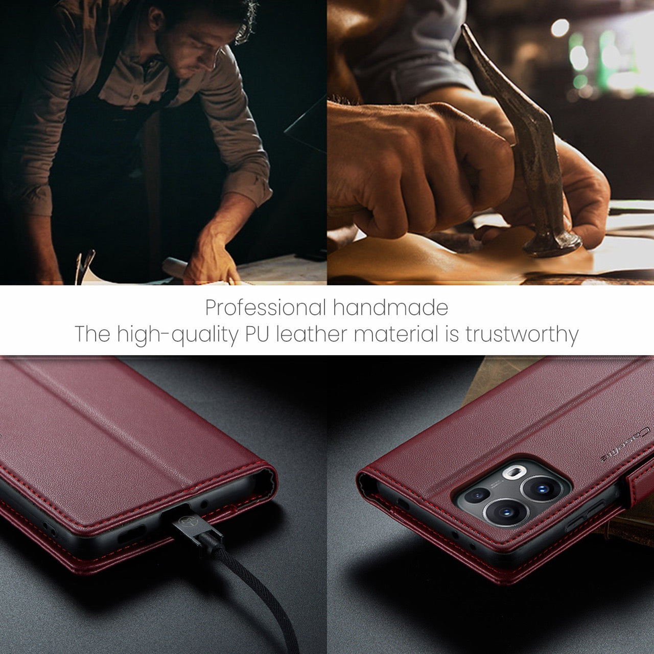 OPPO Reno16 / Reno16 Pro CaseMe Retro Wallet Case [Maroon]