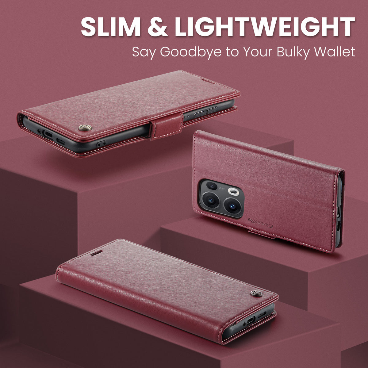 OPPO Reno16 / Reno16 Pro CaseMe Retro Wallet Case [Maroon]