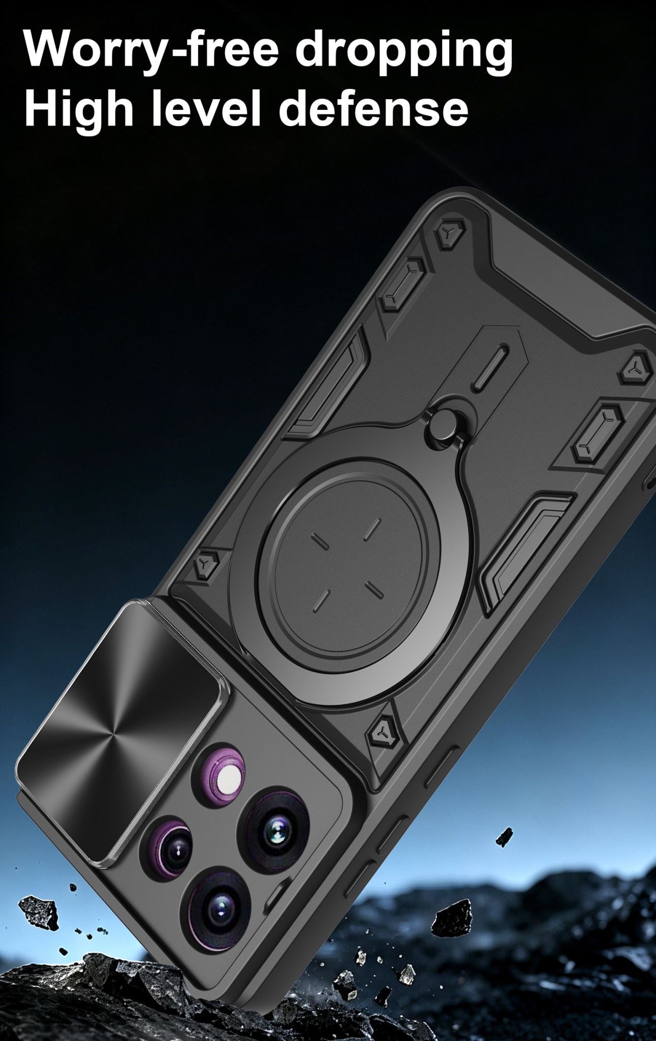 OPPO Reno16 F 5G Ring Kickstand Case w/ Camera Cover [Purple]
