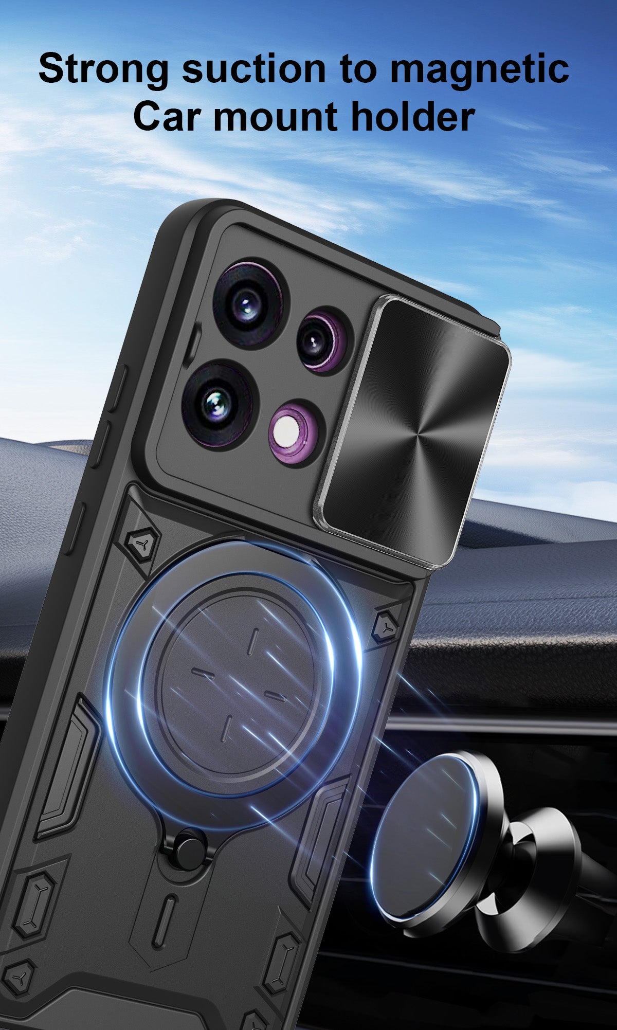 OPPO Reno16 F 5G Ring Kickstand Case w/ Camera Cover [Purple]