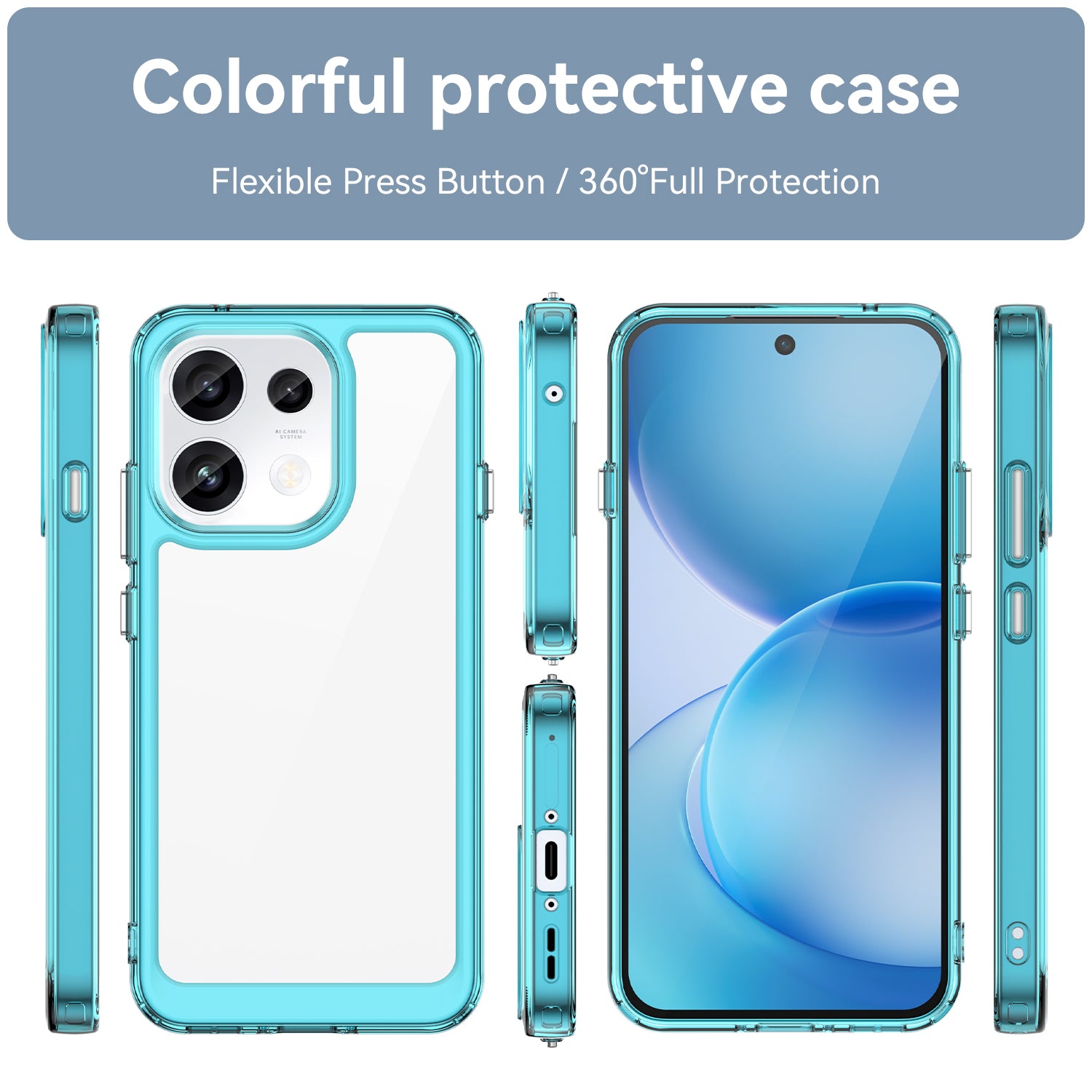 OPPO Reno16F 5G Soft TPU Bumper Shockproof Cover Case [Clear Blue]