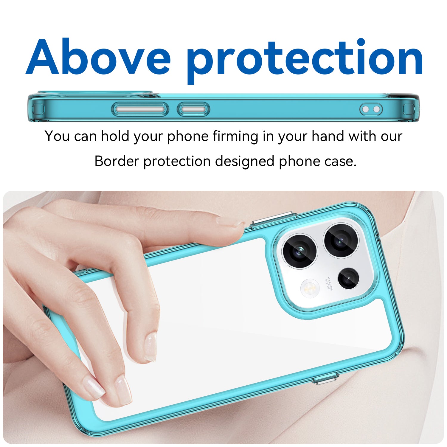 OPPO Reno16F 5G Soft TPU Bumper Shockproof Cover Case [Clear Blue]