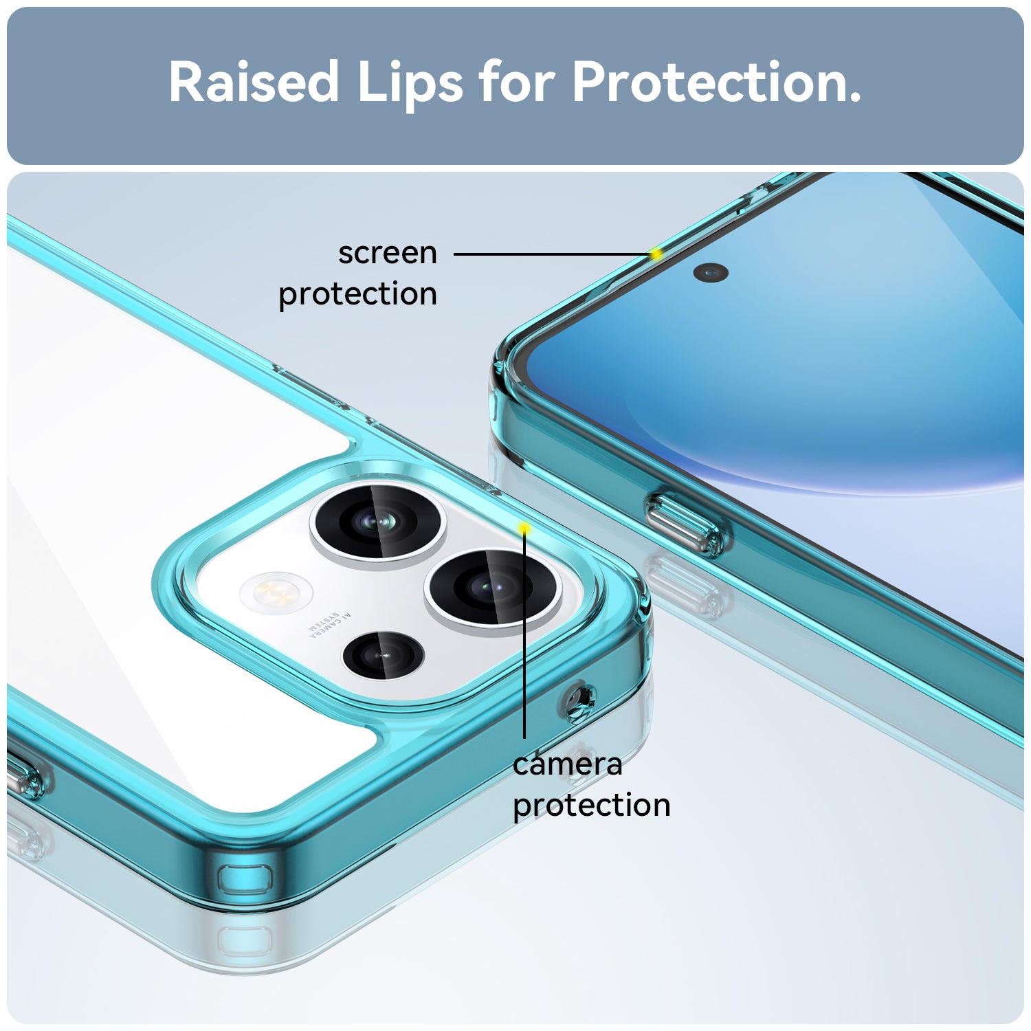 OPPO Reno16F 5G Soft TPU Bumper Shockproof Cover Case [Clear Blue]