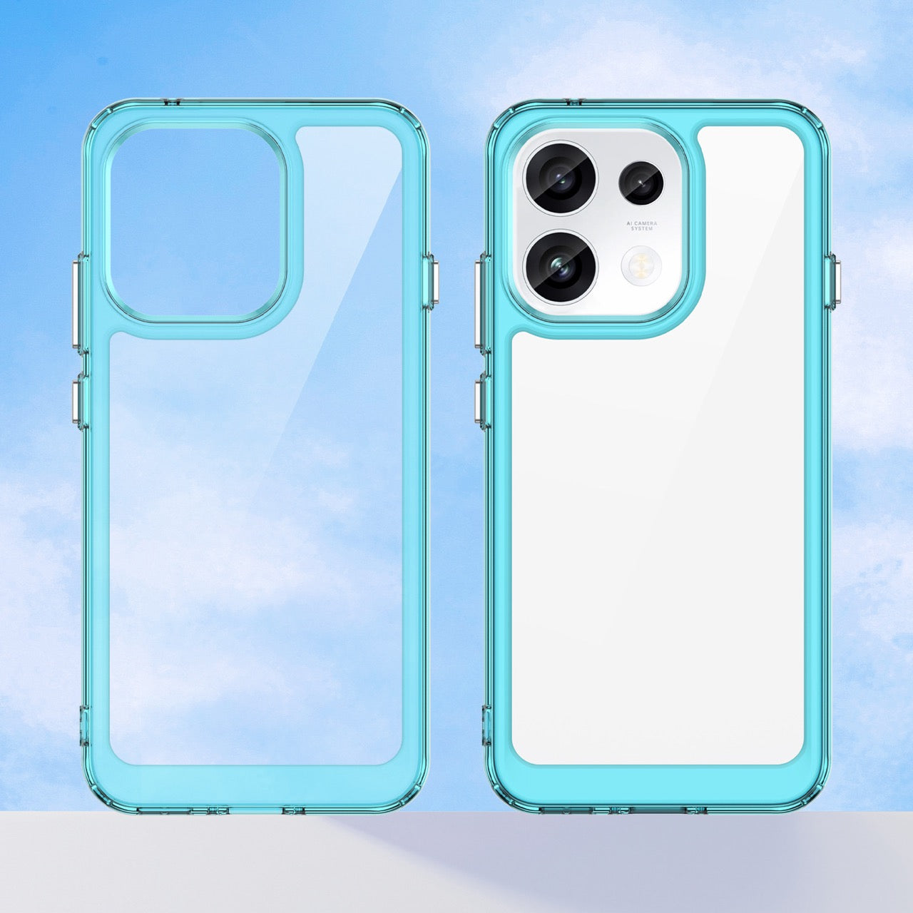 OPPO Reno16F 5G Soft TPU Bumper Shockproof Cover Case [Clear Blue]