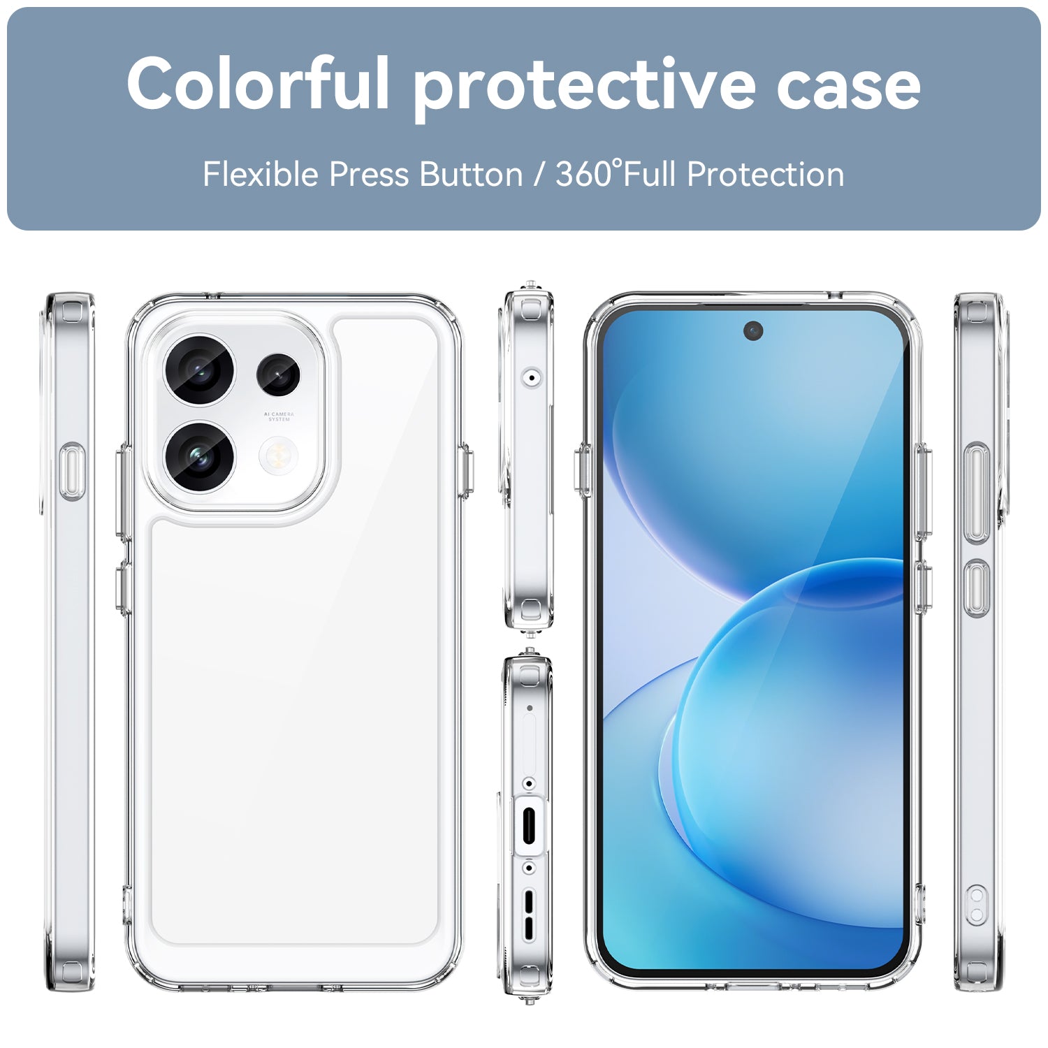 OPPO Reno16F 5G Soft TPU Bumper Shockproof Cover Case [Clear]
