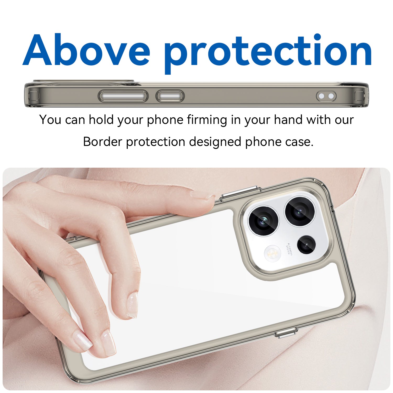 OPPO Reno16F 5G Soft TPU Bumper Shockproof Cover Case [Clear Grey]