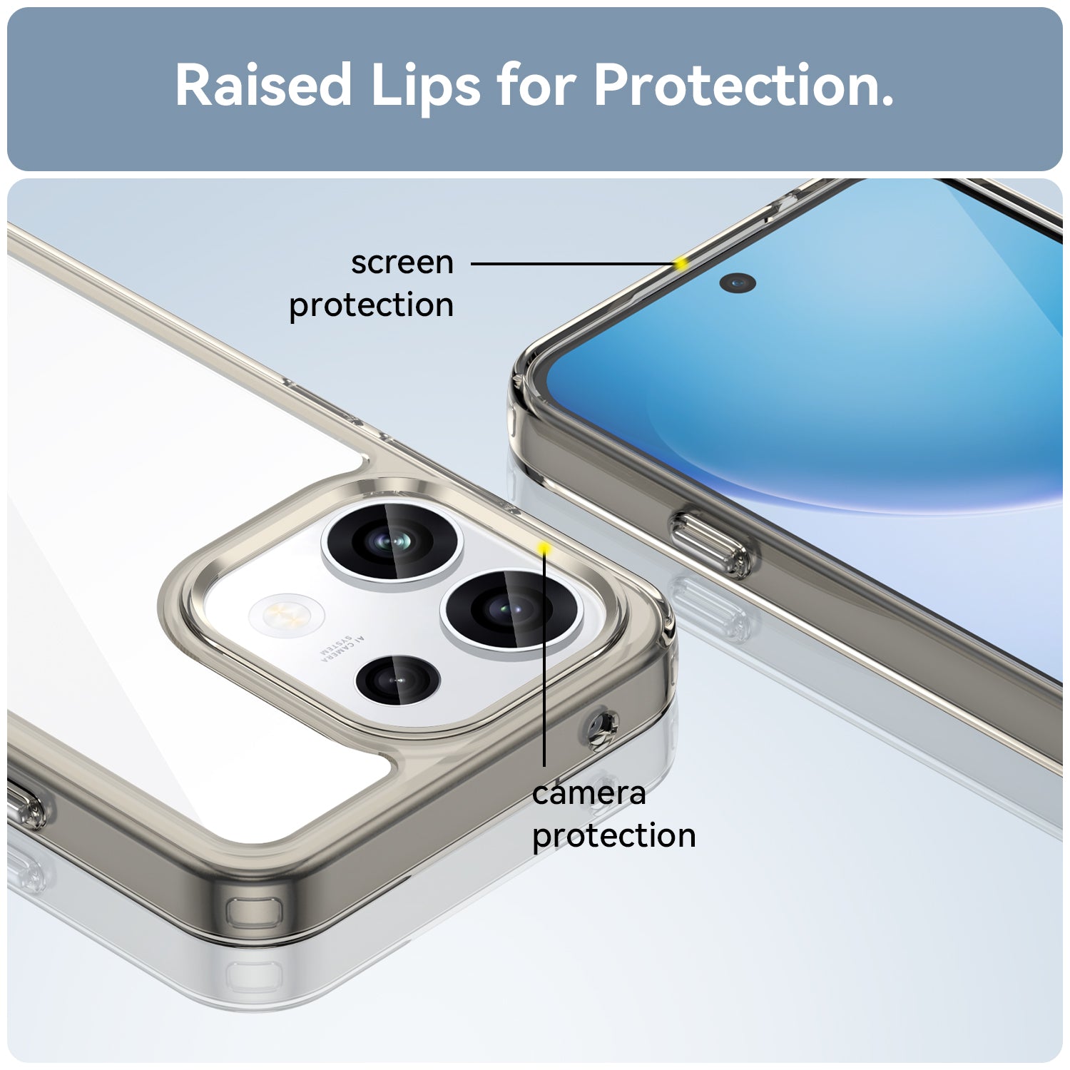 OPPO Reno16F 5G Soft TPU Bumper Shockproof Cover Case [Clear Grey]
