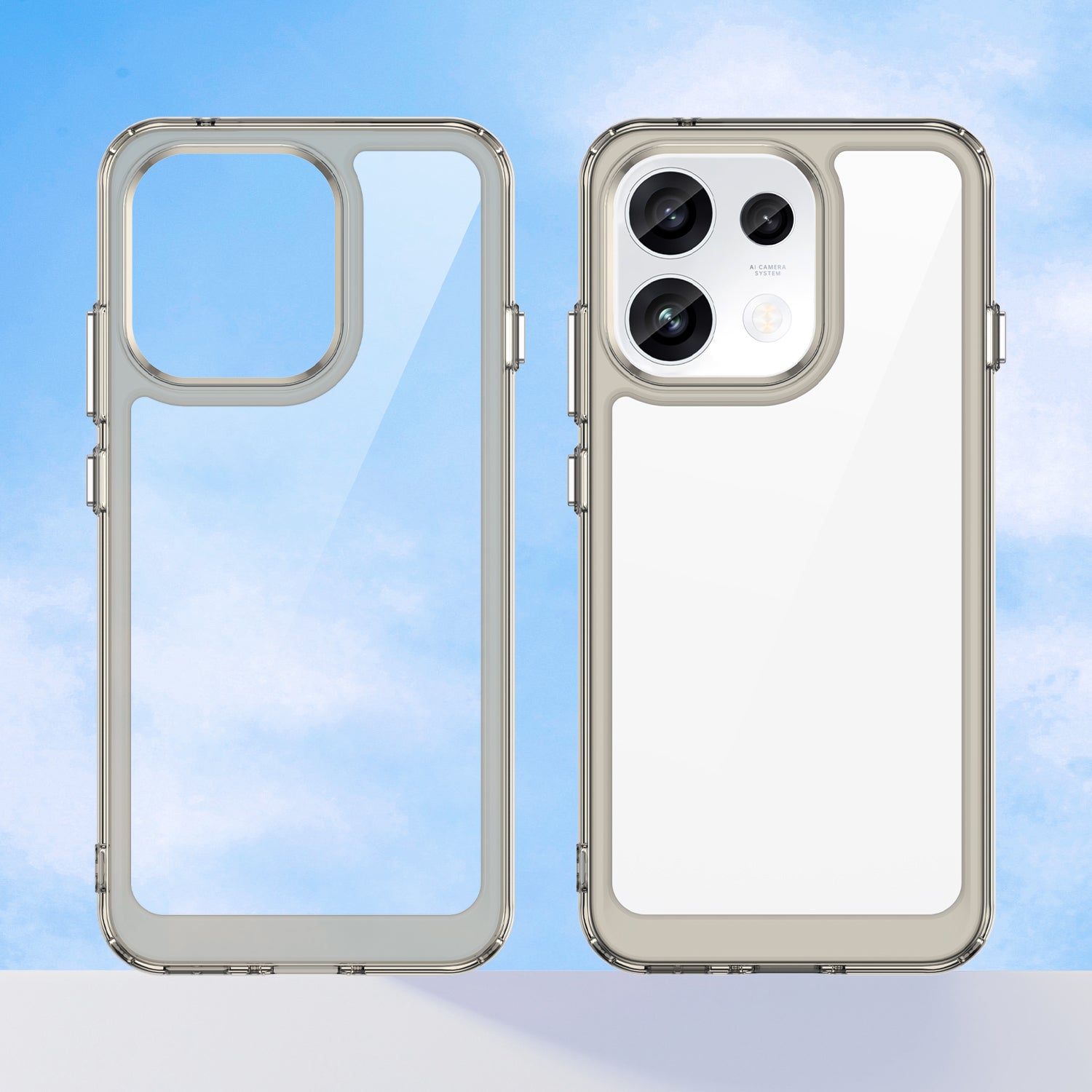 OPPO Reno16F 5G Soft TPU Bumper Shockproof Cover Case [Clear Grey]