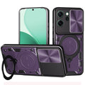 OPPO Reno14 F 5G Ring Kickstand Case w/ Camera Cover [Purple] - Purple