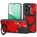 OPPO Reno14 F 5G Ring Kickstand Case w/ Camera Cover [Red] - Red