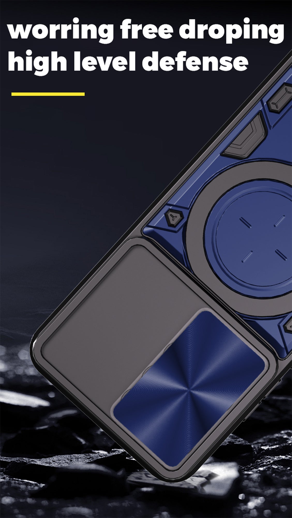 OPPO Reno14 F 5G Ring Kickstand Case w/ Camera Cover [Navy]