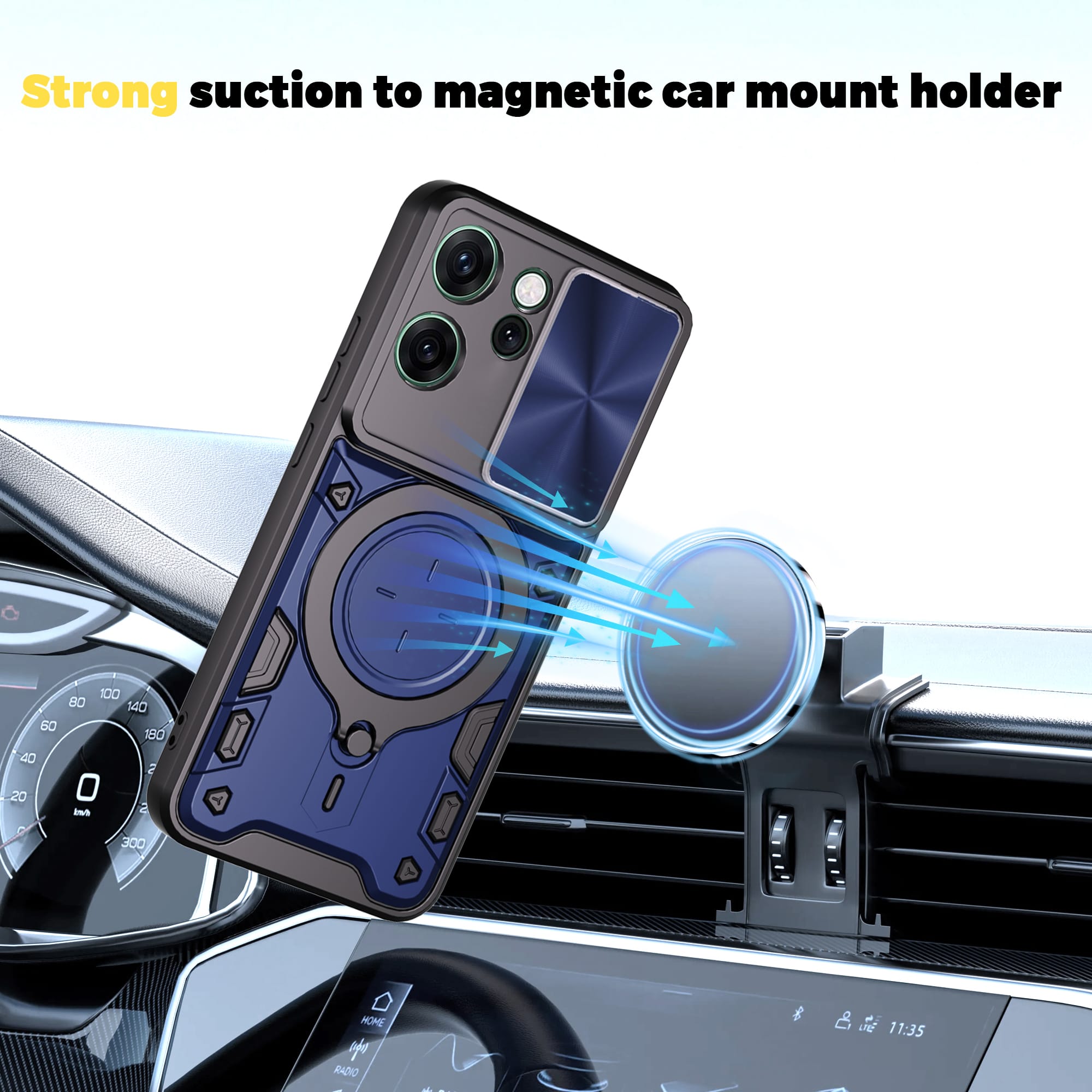 OPPO Reno14 F 5G Ring Kickstand Case w/ Camera Cover [Black]