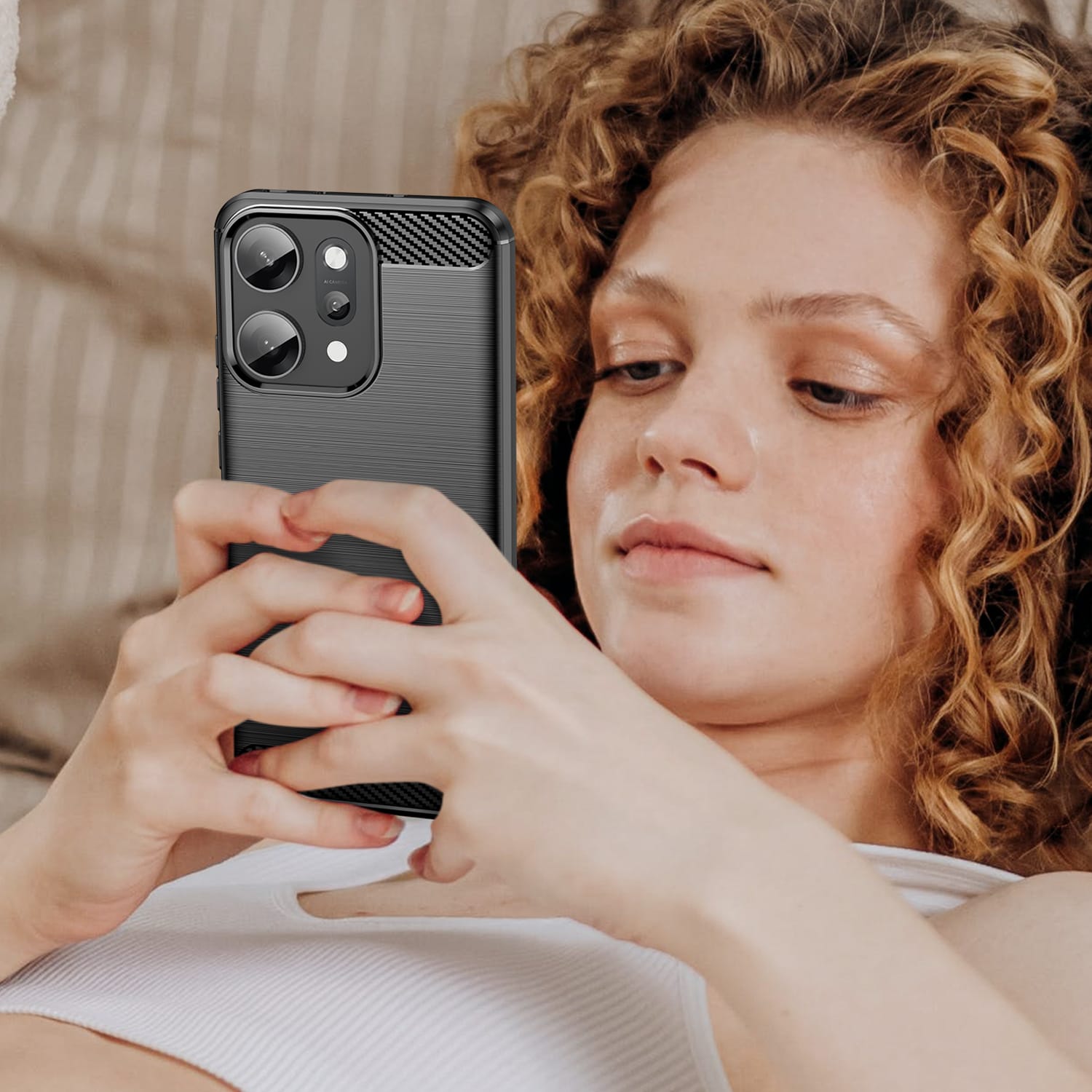 OPPO Reno14 Pro Carbon Fibre Brushed Case [Black]