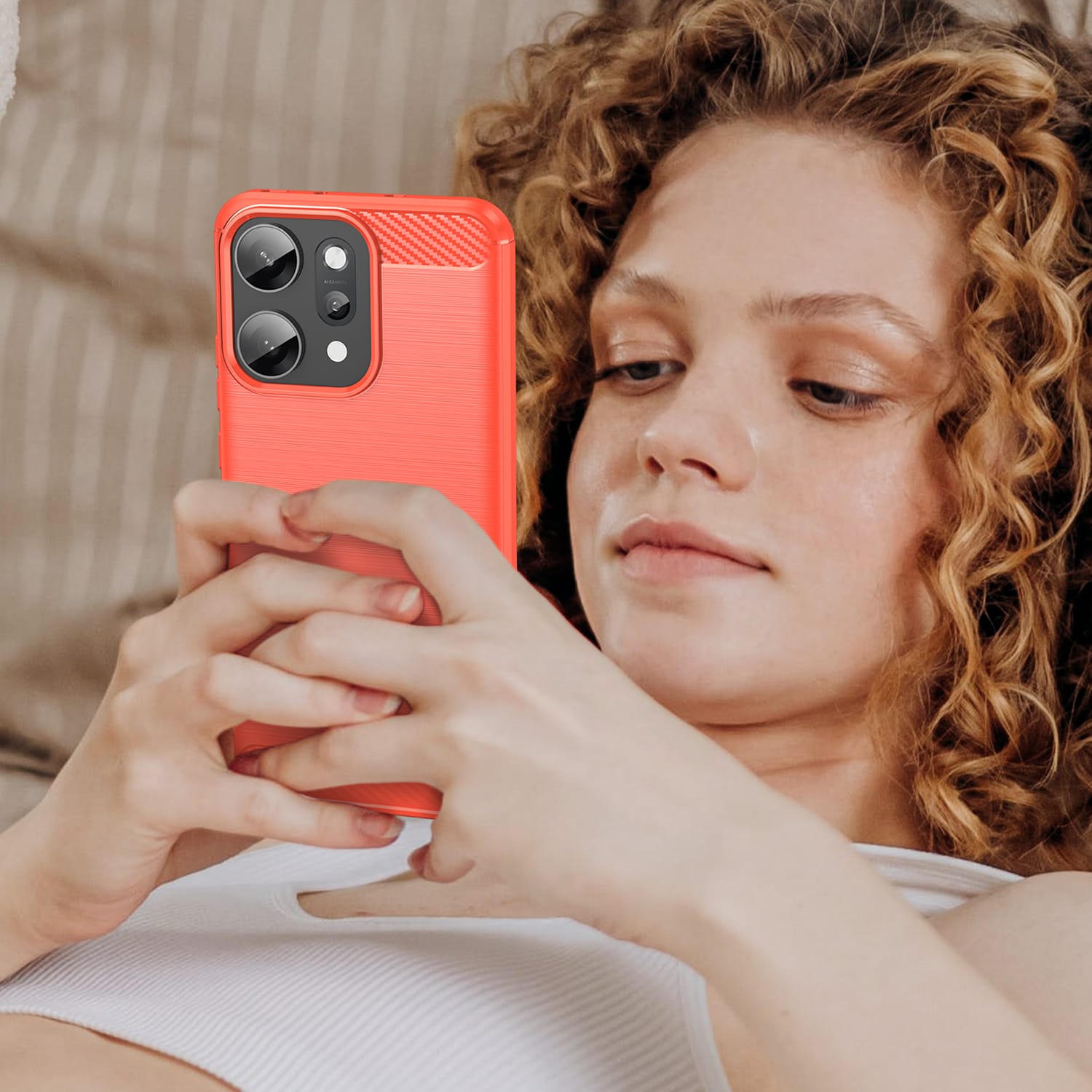 OPPO Reno14 Pro Carbon Fibre Brushed Case [Red]