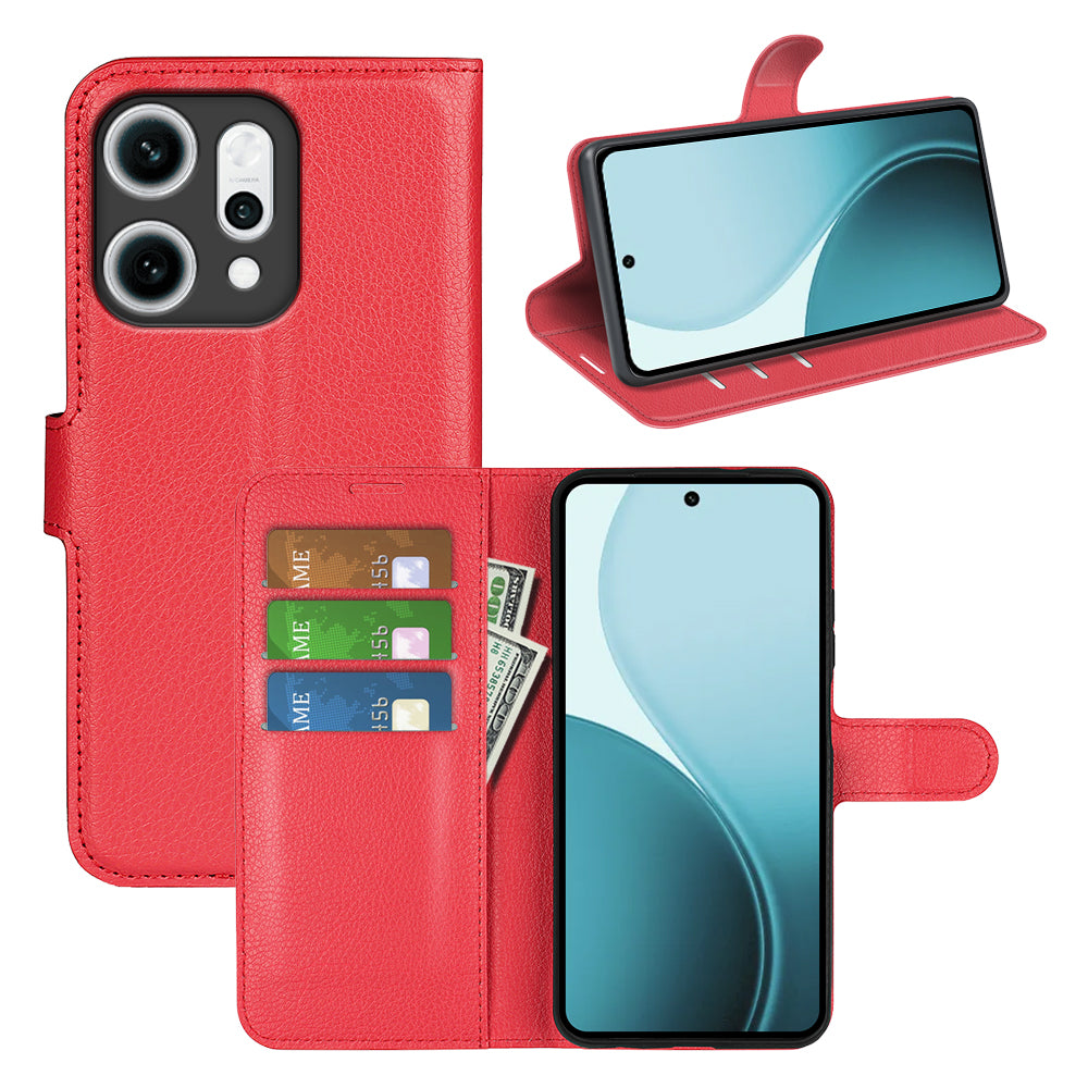 OPPO Reno14 Pro PU Wallet Case [Red]