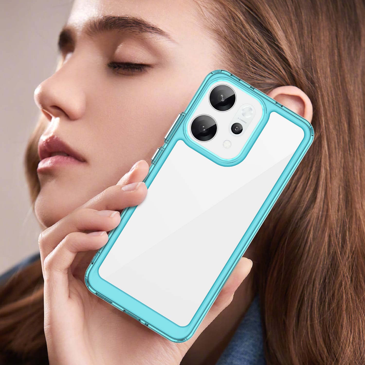 OPPO Reno14 Pro 5G Soft TPU Bumper Case [Clear Blue]