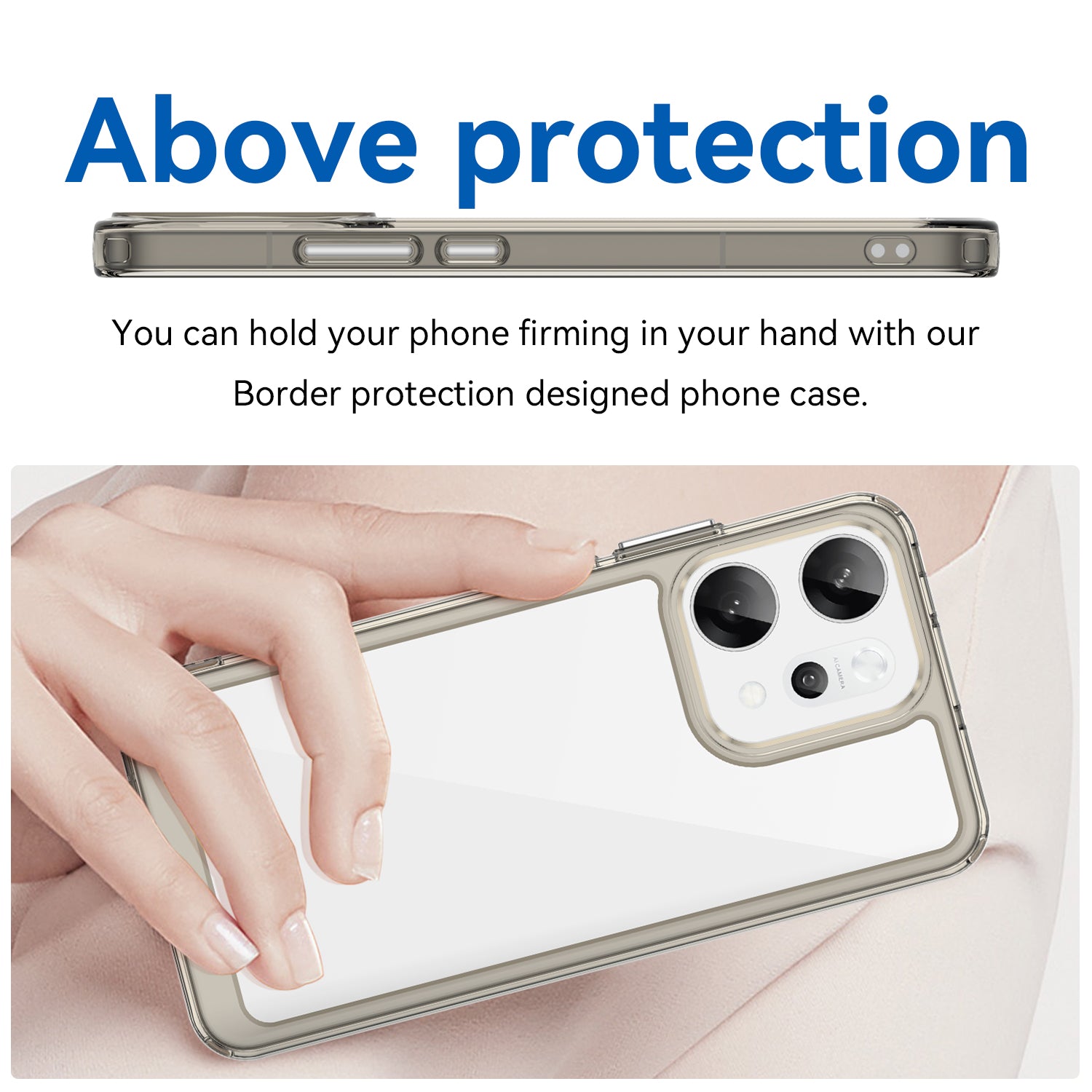 OPPO Reno14 Pro 5G Soft TPU Bumper Case [Clear Grey]