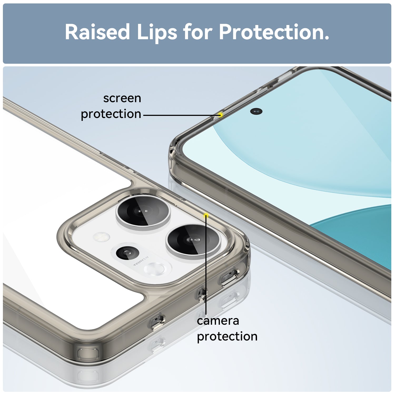 OPPO Reno14 Pro 5G Soft TPU Bumper Case [Clear Grey]