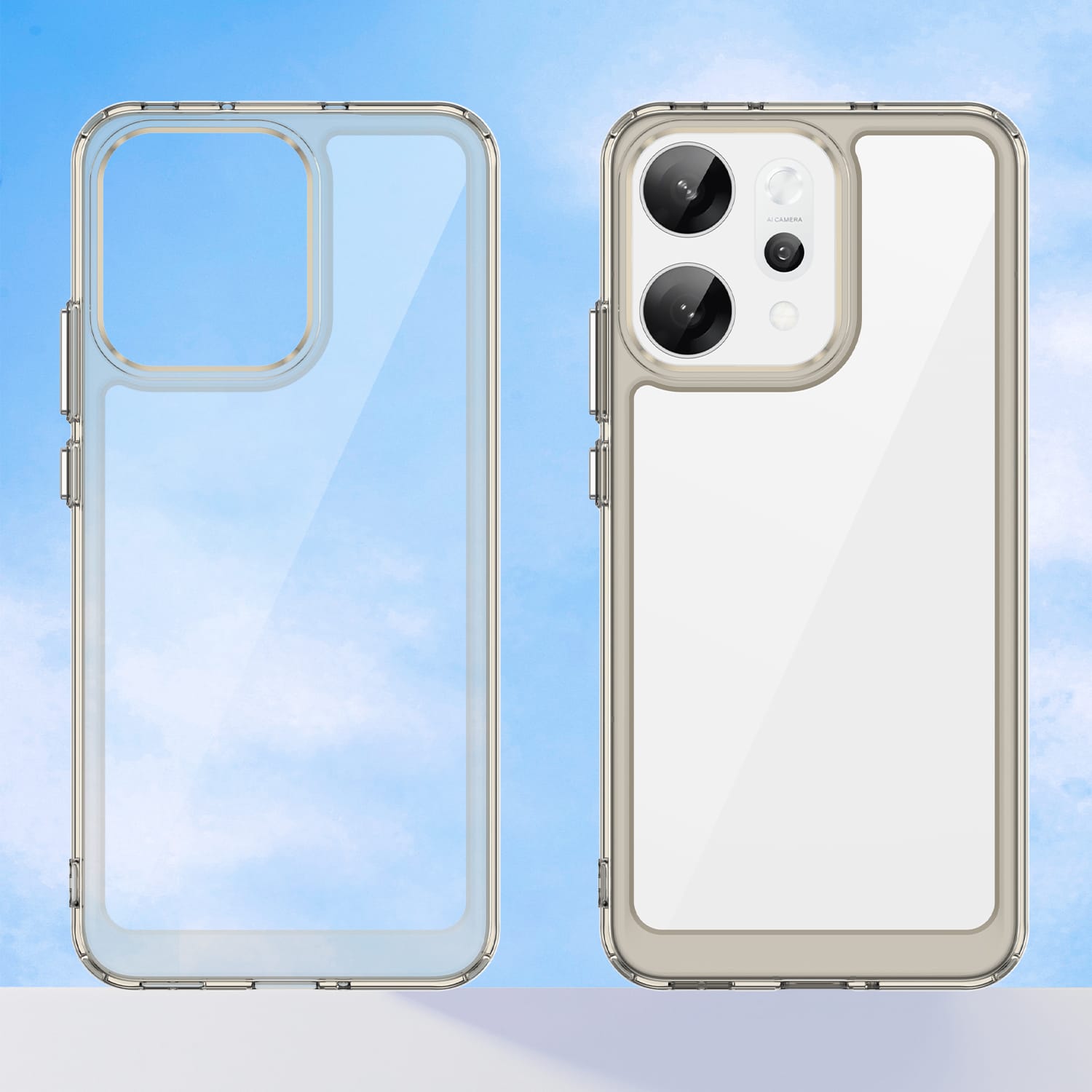 OPPO Reno14 Pro 5G Soft TPU Bumper Case [Clear Grey]