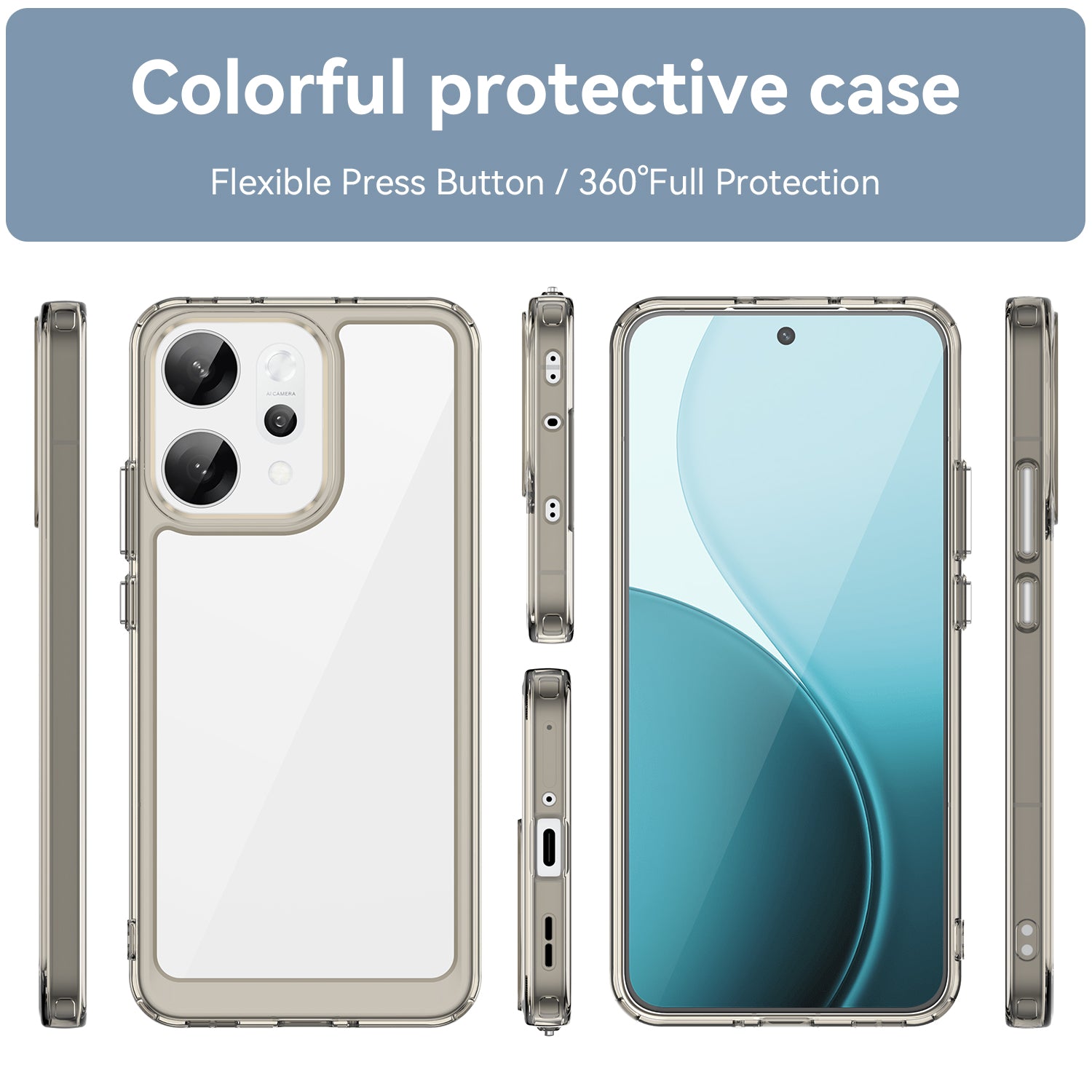 OPPO Reno14 Pro 5G Soft TPU Bumper Case [Clear Grey]
