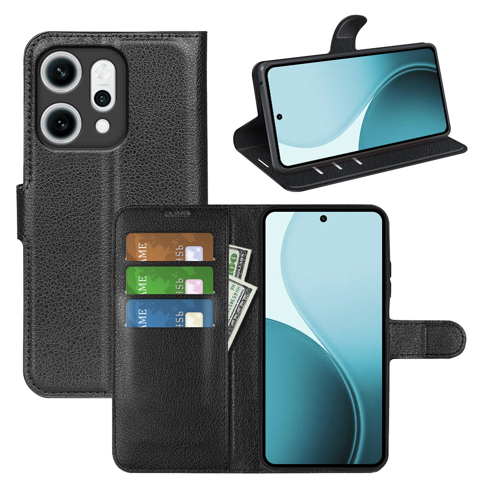 OPPO Reno14 PU Wallet Case [Black]